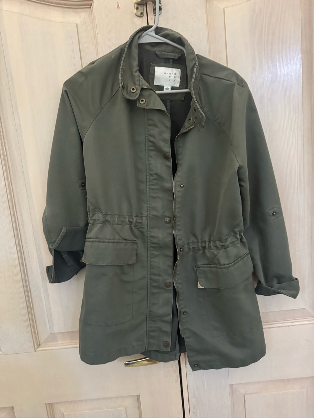 Women’s Olive Utility Jacket with Drawstring Waist